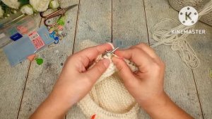 Вяжем спицами капор -имитация завязанного платка...