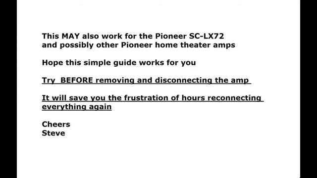 Pioneer SC LX82, Easy repair if amp does not power on. Guide to reset amp in protection mode state. смотреть онлайн