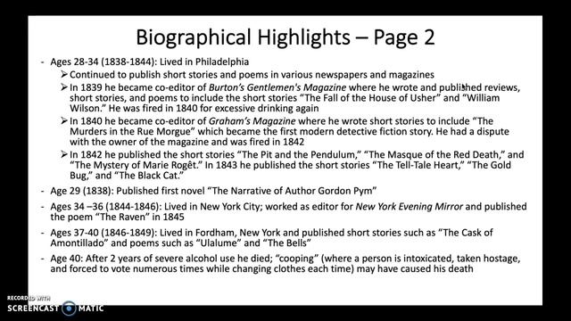 Edgar Aleen Poe Author Presentation by Drew Roy смотреть онлайн