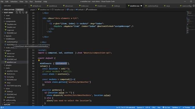 Nuxt.js | Middleware | Using store module in middleware смотреть онлайн