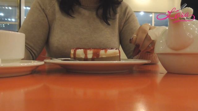 LONG NAILS - Drinking Tea And Eating Cake (public Place, Eating)