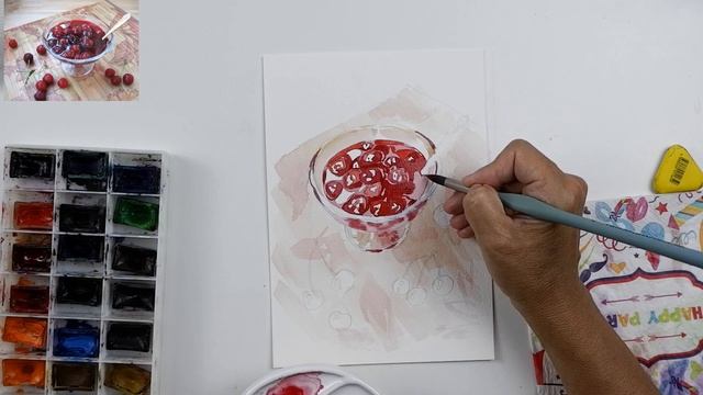 Рисуем вишневое варенье. Марафон "Лето в банке". День 2. смотреть онлайн