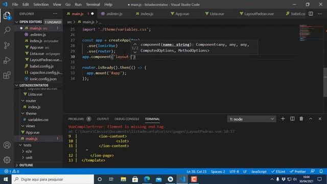 Aplicativo Mobile - Ionic & Vue js - Construindo o layout padrão do aplicativo agenda de contatos смотреть онлайн