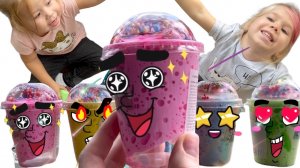 Влог Ева открывает много разных слаймов _ делаем поп ит и симпл димпл из слайма