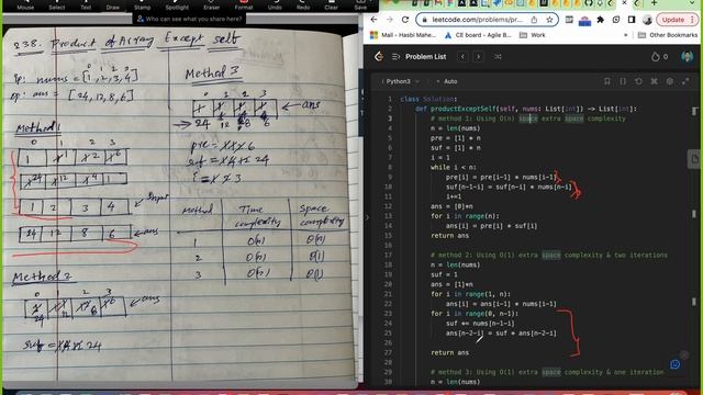 238. Product of Array Except Self | 3 python solutions, O(n) & O(1) space complexities, 2 & 1 passe смотреть онлайн