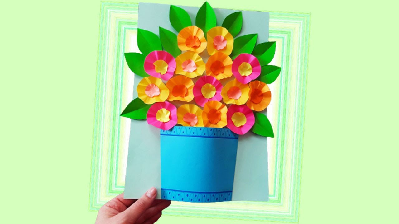 Объемная аппликация "Ваза с цветами" смотреть онлайн