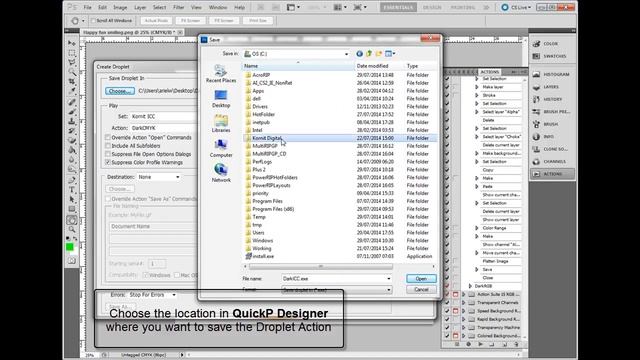 Creating Photoshop Droplet Action for Kornit QuickP Designer Software смотреть онлайн