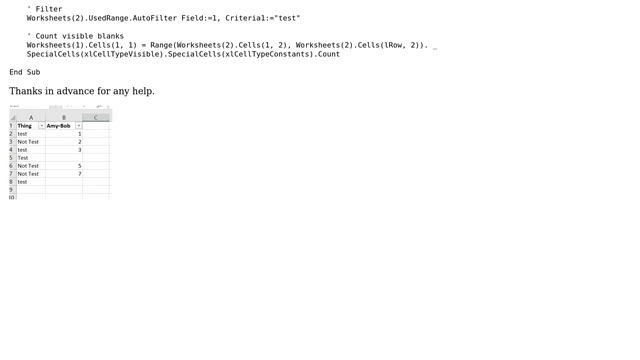 VBA debug on counting blank cells in a filtered list with VBA code смотреть онлайн