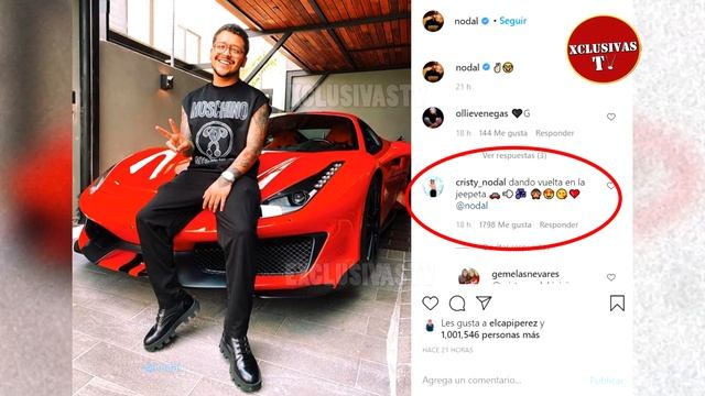 Christian Nodal confirma que chocó con su Ferrari rojo смотреть онлайн