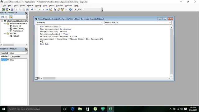 Protect Worksheet and Allow Specific Cells Editing Using Excel VBA смотреть онлайн
