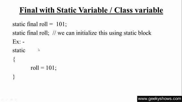113. Final with Static variable in Java Programming (Hindi) смотреть онлайн