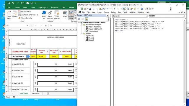 Reset Excel Cell Values to zero│Bar Bending Schedule for foundation Part-2│Auto calculate steel qty смотреть онлайн