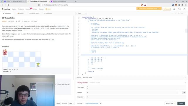 Terrible LeetCode in Kotlin: #62 Unique Paths смотреть онлайн