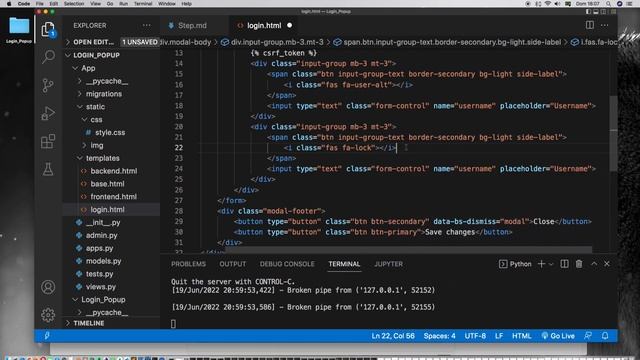 Ep. #5 | How to create a LOG IN MODAL POPUP | No Javascript - Only Python + Django + Bootstrap 5 смотреть онлайн