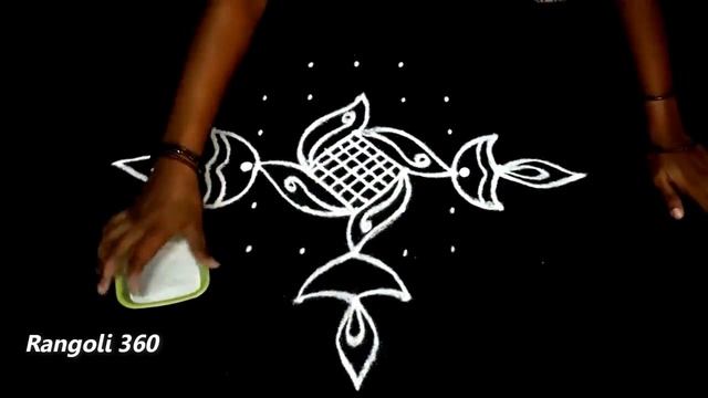 Easy Flower rangoli with 7X3X3 dots for Beginners | Muggulu rangoli | Kolam designs | Rangoli 360 смотреть онлайн