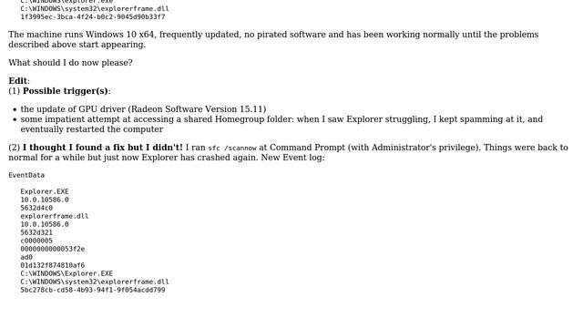 Explorer crashing repeatedly in Win 10 Ver 1511: explorerframe.dll culprit? (2 Solutions!!) смотреть онлайн