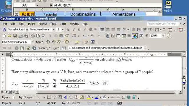 3.4b Factorials, Permutations and Combinations using Excel смотреть онлайн