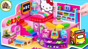 Миниатюрная школа hello kitty с удобствами столовой школьным автобусом своими руками из картона #73