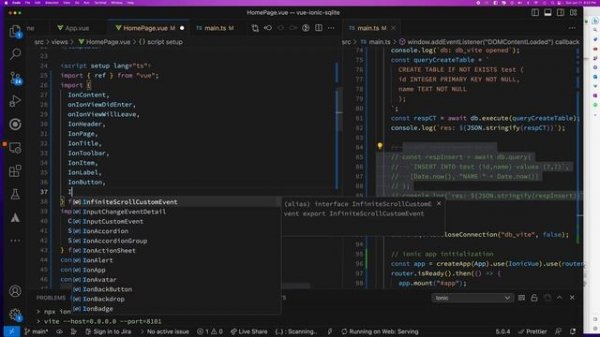 Ionic Vue SQLite With  Ionic Framework, and Capacitor