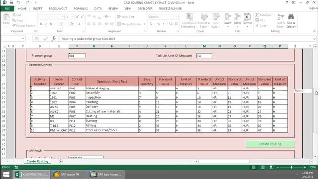 CA01 - Create Routing From Excel смотреть онлайн