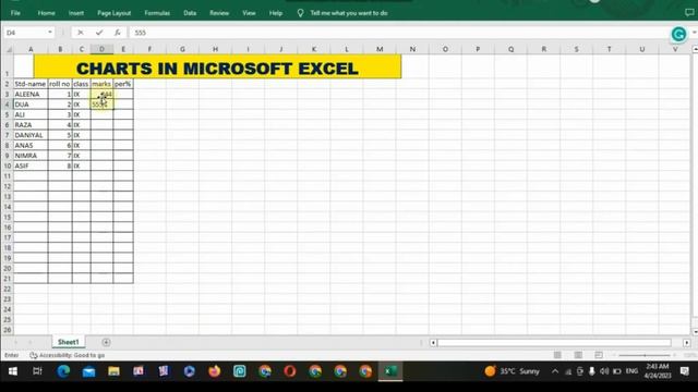 How to Add Charts In Microsoft Excel | WINDOW 10 | EID MUBARAK | NIMRA ASIF смотреть онлайн