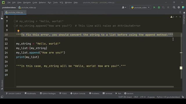 "Fixing 'AttributeError' in Python: 'str' object has no attribute 'append'" смотреть онлайн