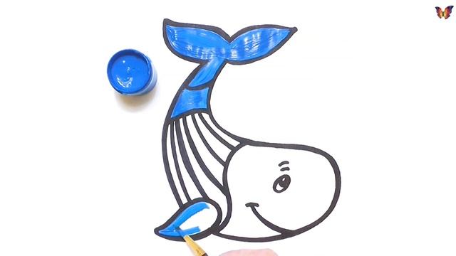 Как нарисовать кита / мультик раскраска радужный кит для детей / учим цвета. Раскраски Малышам смотреть онлайн