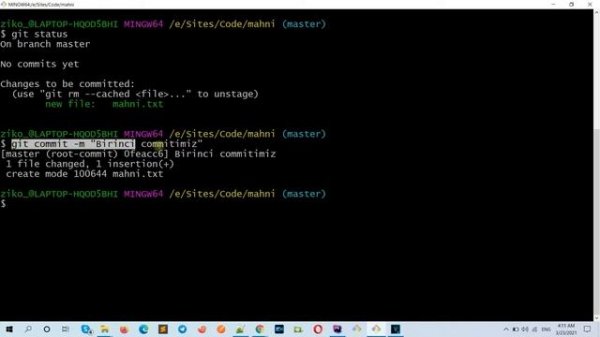 Git dersleri - Git commit | AyTi Qaqaş | VCS