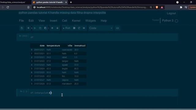 python pandas tutorial 4: handle missing data fillna , interpolite,dropna Darija смотреть онлайн