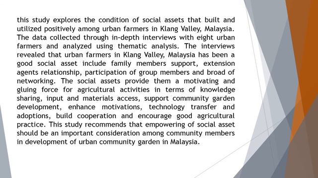 The Exploration of Social Assets Condition among Urban Farmers of the Community Garden in Klang Val смотреть онлайн