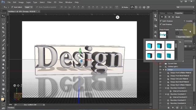 Как сделать объемный 3D текст в Photoshop CC смотреть онлайн