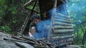 90 дней строительства убежища в дикой природе - кемпинг для выживания в лесу, дикий урожай