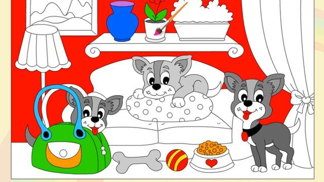 Раскраски для детей-Собачки подрушки смотреть онлайн