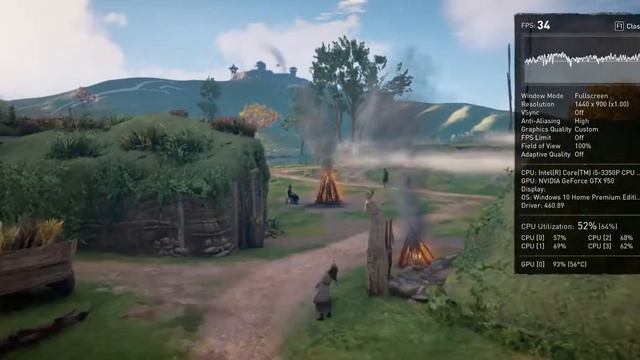 Assassin's Creed Valhalla Benchmark GTX 950 2Gb 8Gb Ram i5 3350P 1440x900 смотреть онлайн