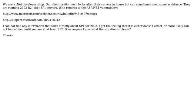 DevOps & SysAdmins: MS10-070 update for 2003 R2 SP1 смотреть онлайн