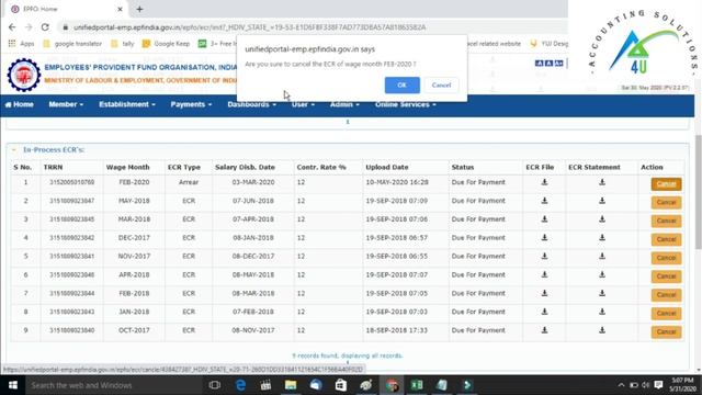 Cancel/Delete PF Challan | How to cancel wrong ECR on portal смотреть онлайн