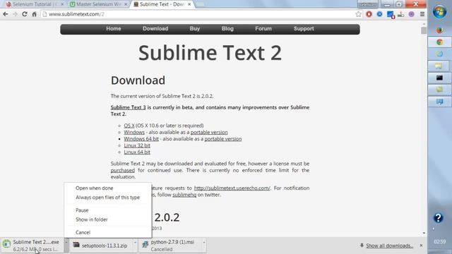 Selenium Python Tutorial - Installing sublime for windows смотреть онлайн