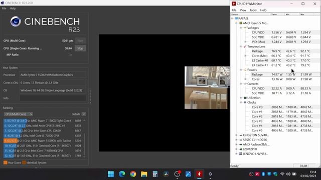 Testando os 3 modos de desempenho no LENOVO IDEAPAD 3 com cpu AMD RYZEN 5 5500U no CINEBENCH смотреть онлайн
