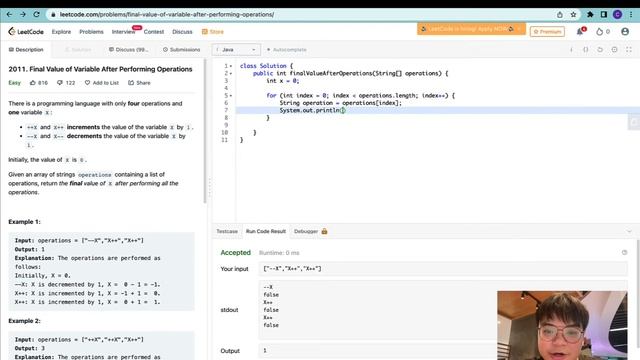 Leetcode Java - Easy - Final Value of Variable - Linear Single Pointer смотреть онлайн