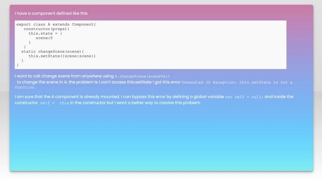 React Native : Access Component state inside a static function смотреть онлайн