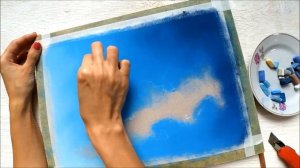 Простой пейзаж пастелью. Облака.