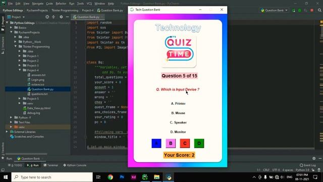 Quiz Application user interface with python programming language #AnandSanthoshTech смотреть онлайн