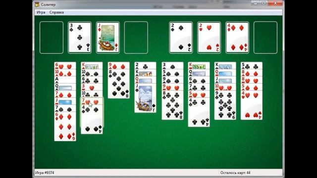 Стандарнтые игры в Windows. Пасьянс "Солитер". (Solitaire) смотреть онлайн