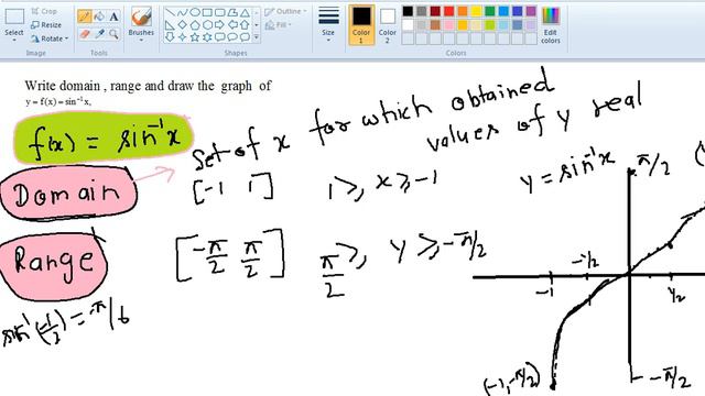 1 Arcsinx (sin inverse x )- Domain- range -- graph (INVERSE TRIGONOMETRY ) смотреть онлайн