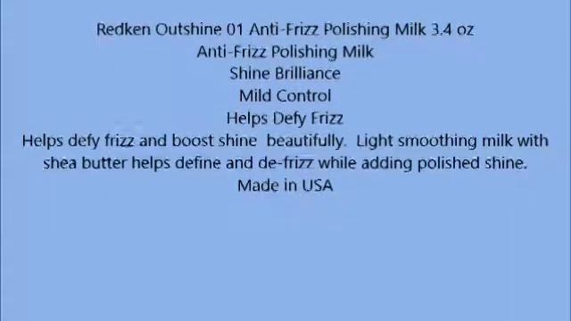 Redken Outshine 01 Anti Frizz Polishing Milk 3 4 oz смотреть онлайн