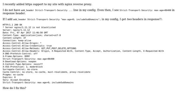 How to prevent nginx from sending Strict-Transport-Security header? смотреть онлайн