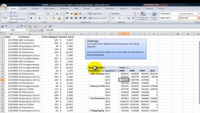 How to Convert a Pivot Table to a Standard List смотреть онлайн