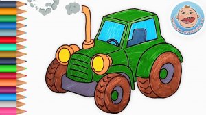 РАСКРАСКА - Рисуем ТРАКТОР - Развивающее видео про машинки для детей