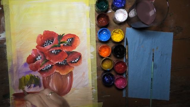 Как Нарисовать МАКИ? Видео-урок по рисованию маков в вазе. Просто, поэтапно и понятно. смотреть онлайн