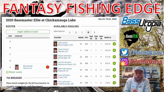 CHICKAMAUGA BASSMASTER Elite Series Fantasy Fishing Edge Picks Podcast #25 Presented by Bass Utopia смотреть онлайн